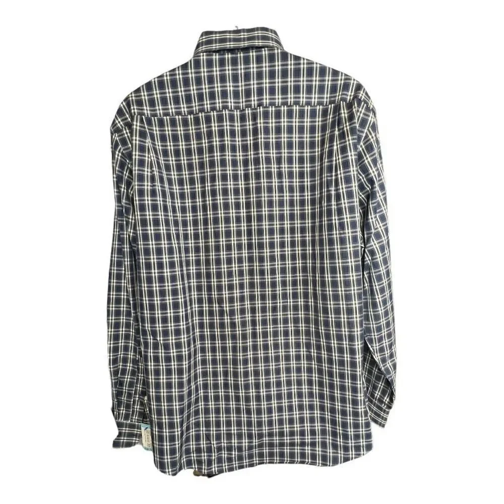 The Men's Store Bloomingdale's Blue Plaid Button Up Shirt Size XLarge Cotton